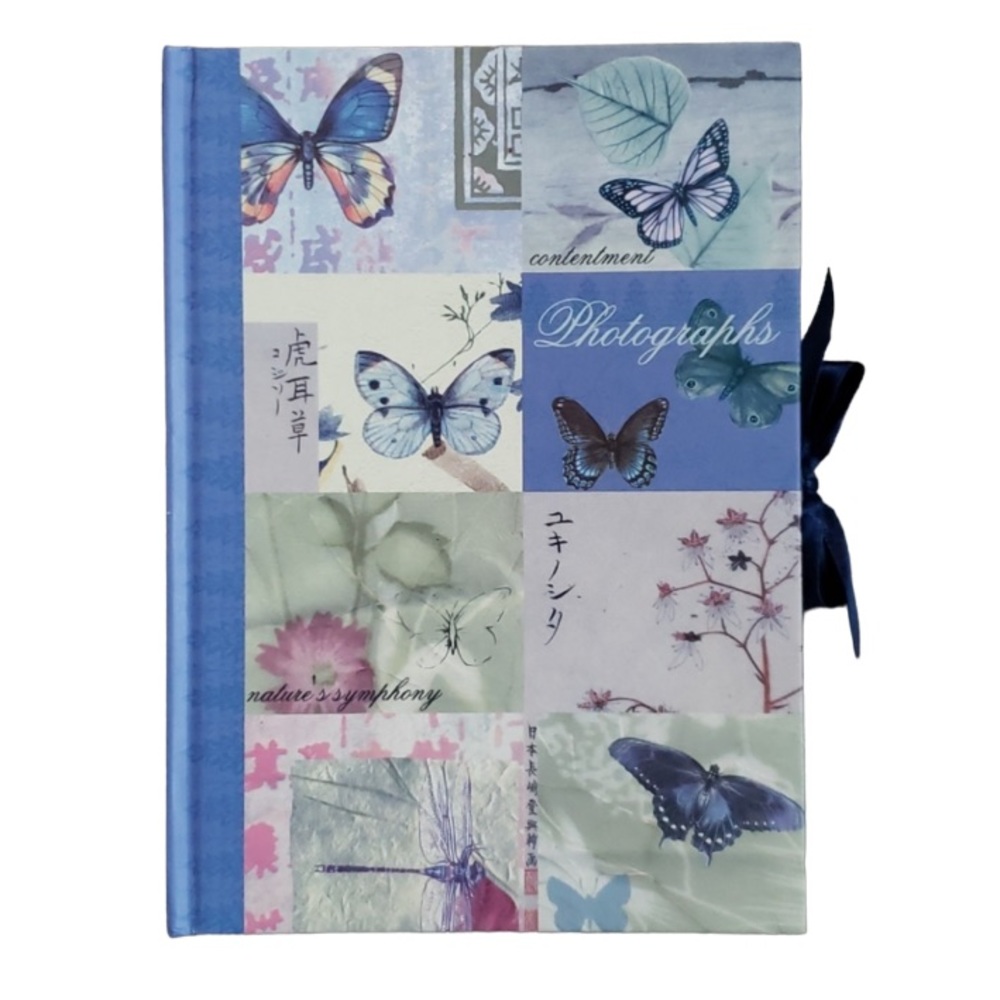 Asian Butterfly Photograph Album Book with Ribbon NWT